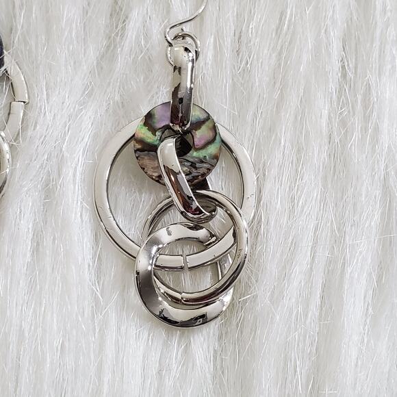 NEW Women's Circle Drop Silver-Tone Link Dangle Earring - Picture 5 of 5